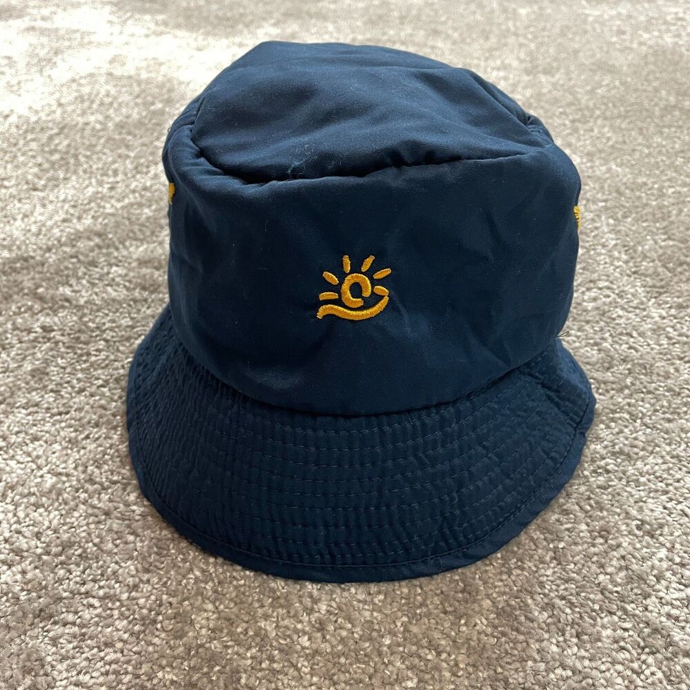 Unbranded Bucket Hat adult One Size Blue with Sun Logo Polyester Light Solid
